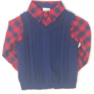 Boys Sweater vest and plaid shirt set